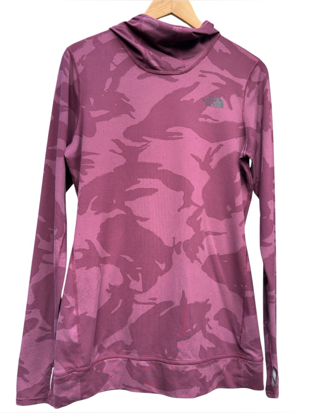 The North Face Pink Camo Pullover Hoodie Sweatshirt Medium Fleece Lined Logo